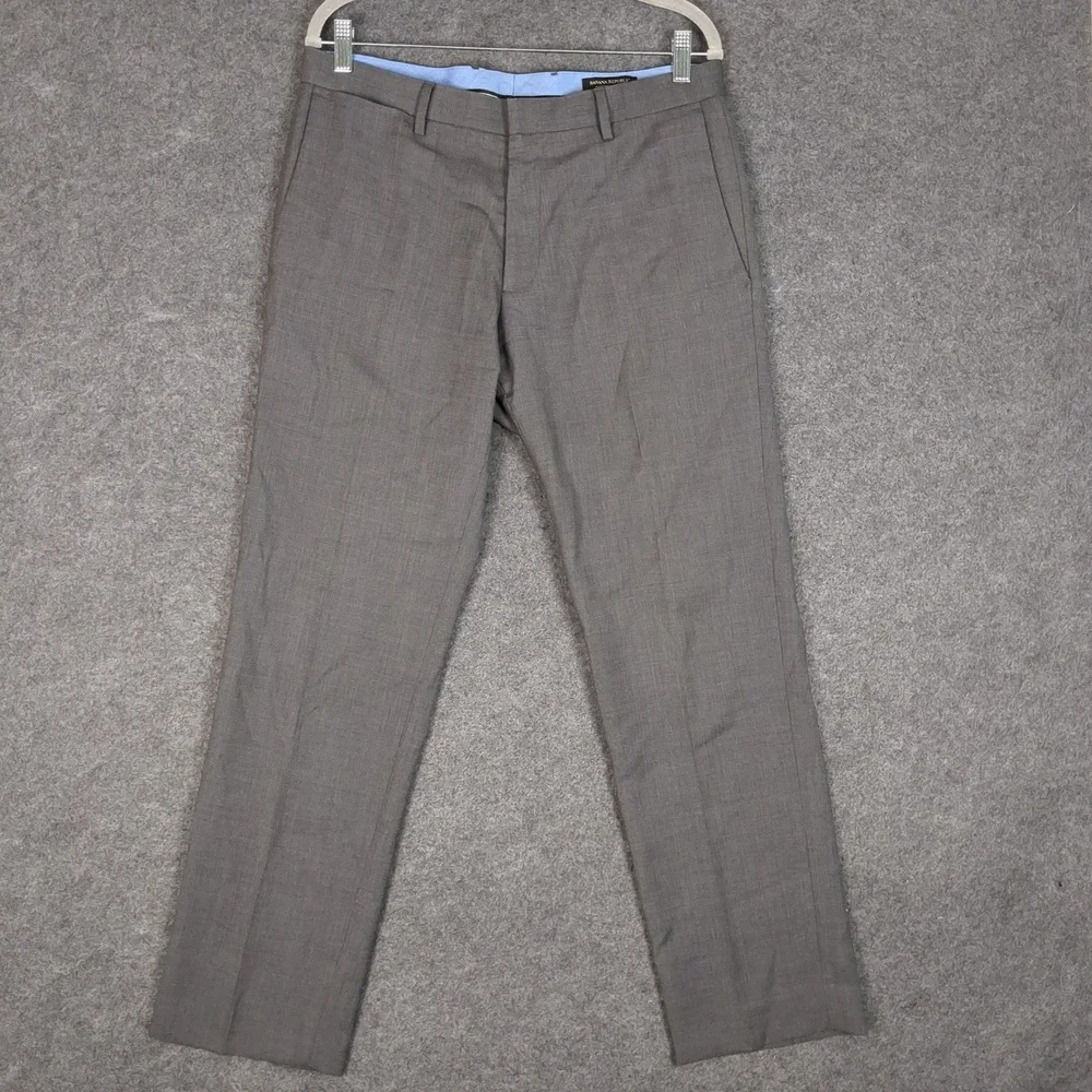 Banana‎ Republic Mens Modern Slim Fit Gray Dress Pants Trousers 33x30 Business